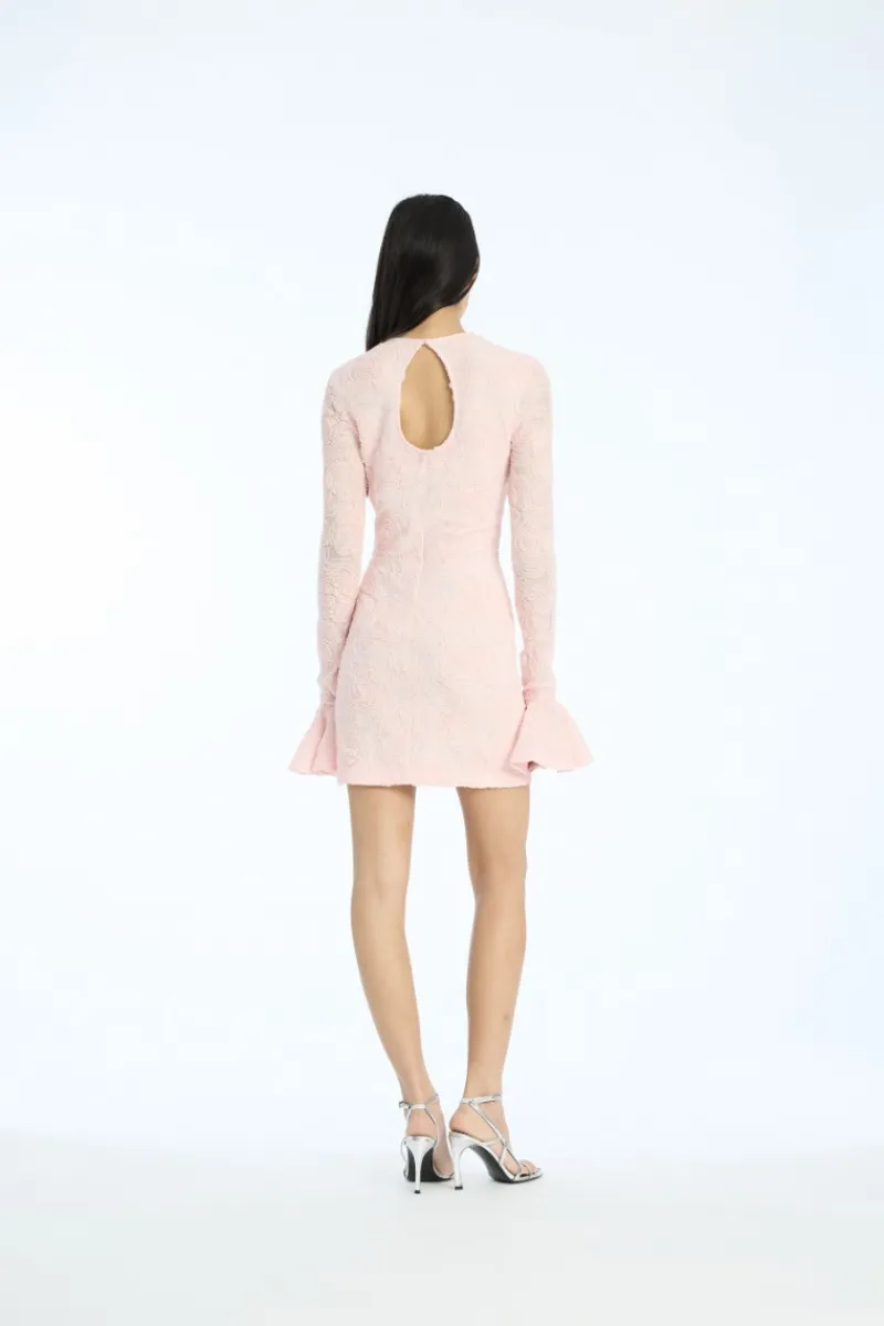 Mini Dresses|Dresses-ROTATE Birger Christensen Mesh Frill Mini Dress Light Pink Orchid Ice color