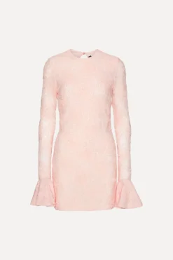 Mini Dresses|Dresses-ROTATE Birger Christensen Mesh Frill Mini Dress Light Pink Orchid Ice color