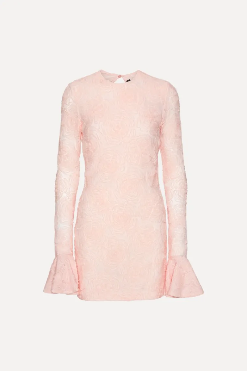 Mini Dresses|Dresses-ROTATE Birger Christensen Mesh Frill Mini Dress Light Pink Orchid Ice color