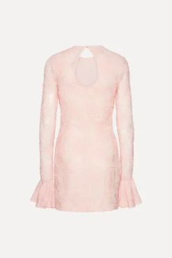 Mini Dresses|Dresses-ROTATE Birger Christensen Mesh Frill Mini Dress Light Pink Orchid Ice color