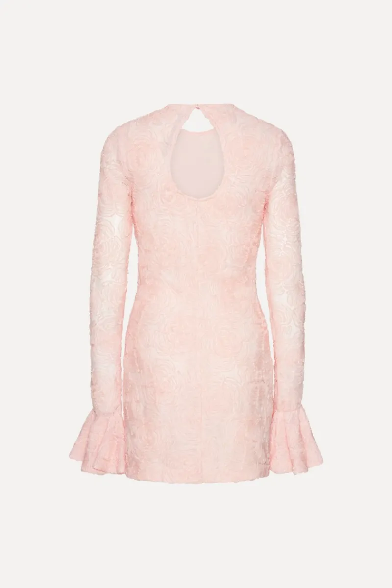 Mini Dresses|Dresses-ROTATE Birger Christensen Mesh Frill Mini Dress Light Pink Orchid Ice color