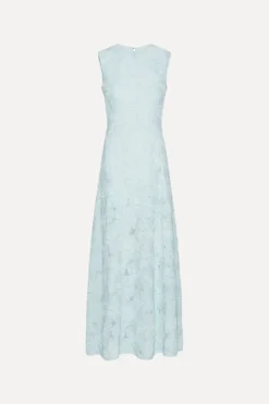 Maxi Dress|Dresses-ROTATE Birger Christensen Mesh Maxi Dress Blue Plein Air color