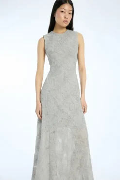 Maxi Dress|Dresses-ROTATE Birger Christensen Mesh Maxi Dress Grey Violet Gray Violet color