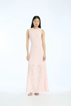 Maxi Dress|Dresses-ROTATE Birger Christensen Mesh Maxi Dress Light Pink Orchid Ice color