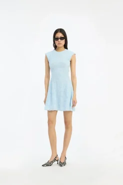 Mini Dresses|Dresses-ROTATE Birger Christensen Mesh Mini Dress Blue Plein Air color