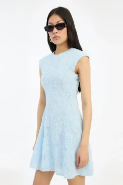 Mini Dresses|Dresses-ROTATE Birger Christensen Mesh Mini Dress Blue Plein Air color