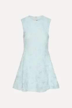 Mini Dresses|Dresses-ROTATE Birger Christensen Mesh Mini Dress Blue Plein Air color