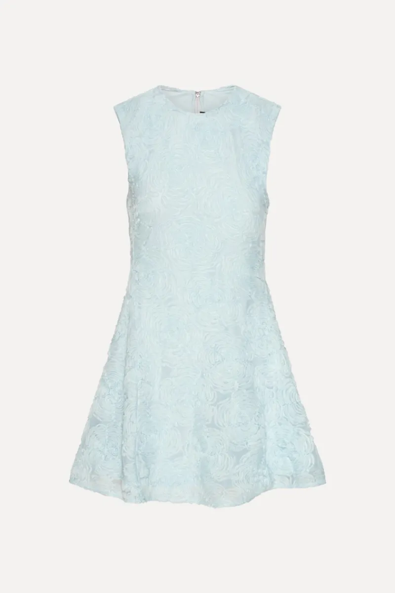 Mini Dresses|Dresses-ROTATE Birger Christensen Mesh Mini Dress Blue Plein Air color