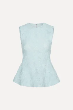 Tops-ROTATE Birger Christensen Mesh Sleeveless Top Blue Plein Air color