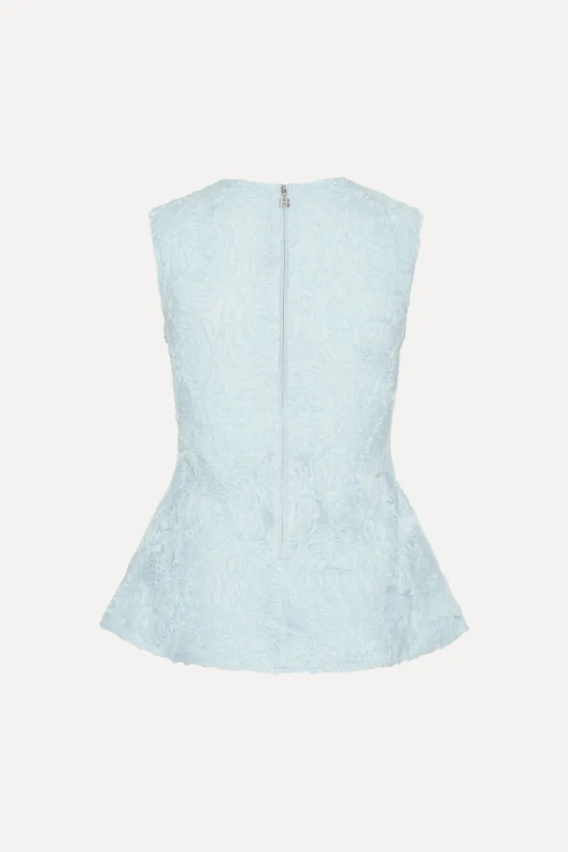 Tops-ROTATE Birger Christensen Mesh Sleeveless Top Blue Plein Air color