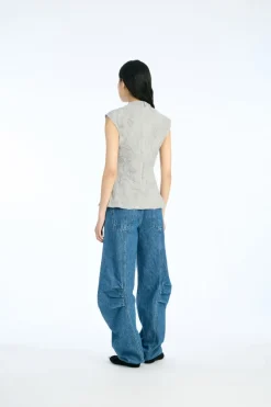 Tops-ROTATE Birger Christensen Mesh Sleeveless Top Grey Violet Gray Violet color