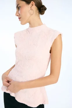 Tops-ROTATE Birger Christensen Mesh Sleeveless Top Light Pink Orchid Ice color