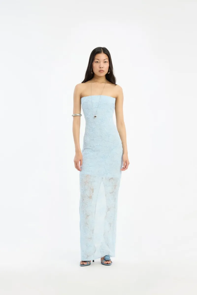 Midi Dresses|Dresses-ROTATE Birger Christensen Mesh Tube Dress Blue Plein Air color