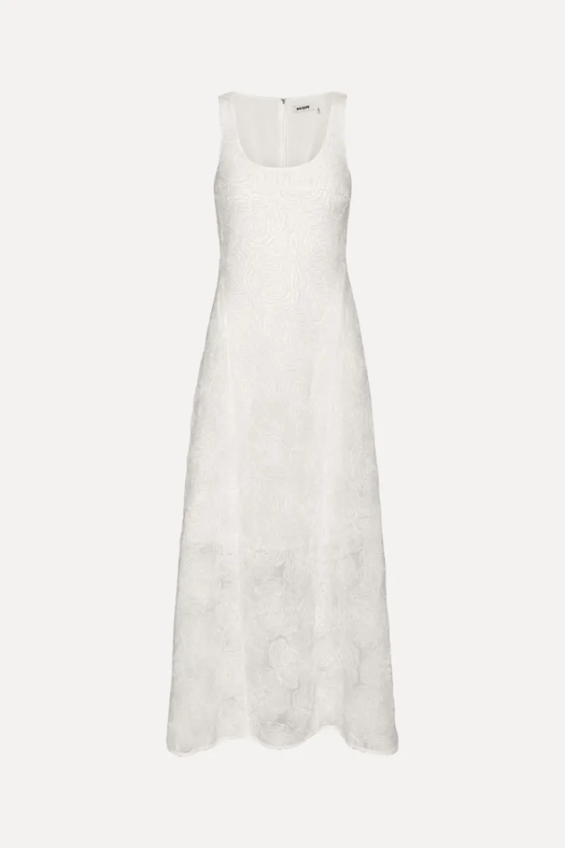 Bridal|Midi Dresses-ROTATE Birger Christensen Mesh Tube Dress White Egret color