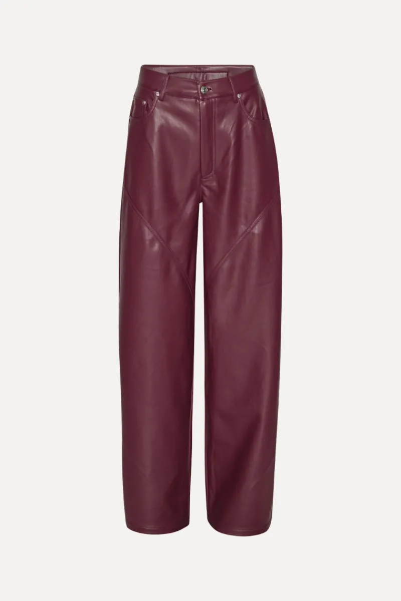 Pants-ROTATE Birger Christensen Mid Waisted Piping Pants Bordeaux Zinfandelcolor