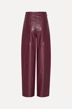 Pants-ROTATE Birger Christensen Mid Waisted Piping Pants Bordeaux Zinfandelcolor