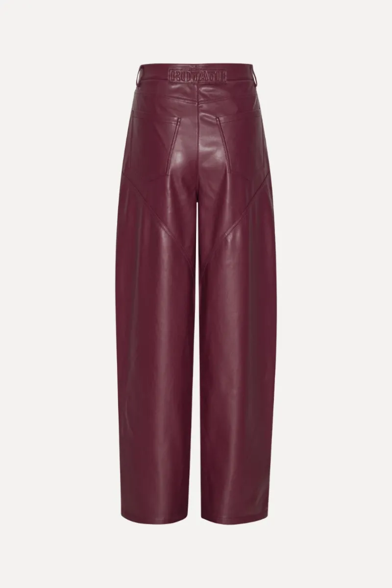 Pants-ROTATE Birger Christensen Mid Waisted Piping Pants Bordeaux Zinfandelcolor