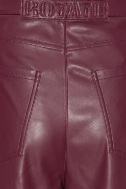 Pants-ROTATE Birger Christensen Mid Waisted Piping Pants Bordeaux Zinfandelcolor