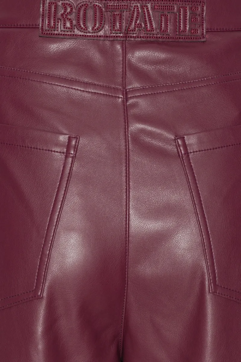 Pants-ROTATE Birger Christensen Mid Waisted Piping Pants Bordeaux Zinfandelcolor