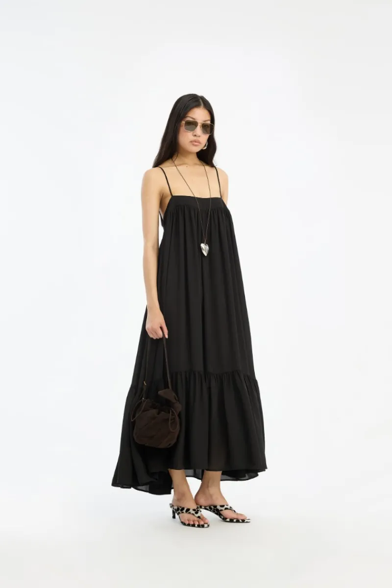 Midi Dresses|Dresses-ROTATE Birger Christensen Midi A-Line Dress Black Black color