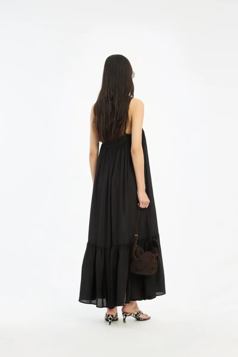 Midi Dresses|Dresses-ROTATE Birger Christensen Midi A-Line Dress Black Black color