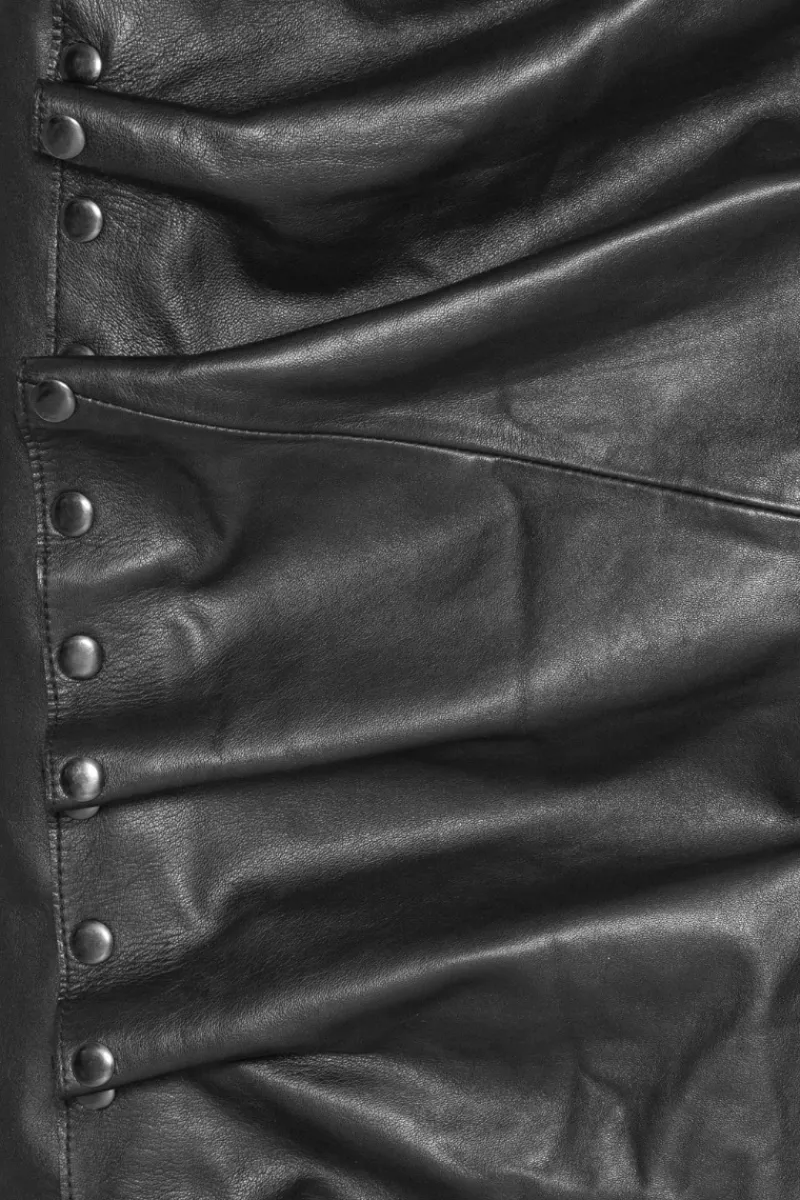Skirts-ROTATE Birger Christensen Midi Leather Skirt Black Black color