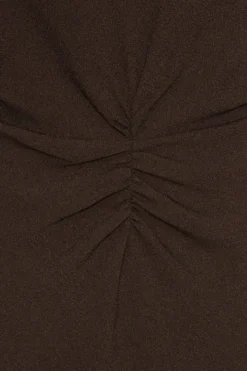 Midi Dresses|Dresses-ROTATE Birger Christensen Mididress W. Gatherings Dark Brown Molé color