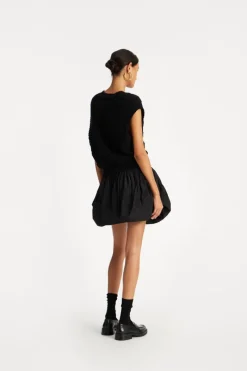 Skirts-ROTATE Birger Christensen Mini Balloon Skirt Black Black color