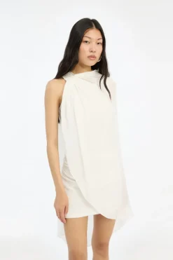 Bridal|Mini Dresses-ROTATE Birger Christensen Mini Cape Dress White Egret color
