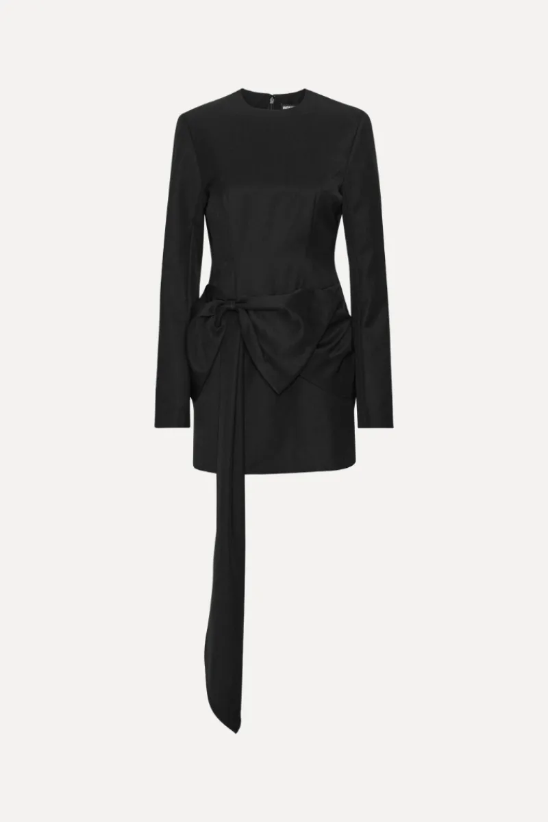 Mini Dresses|Dresses-ROTATE Birger Christensen Mini Dress W/ Bow Ls Black Black color