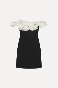 Mini Dresses|Dresses-ROTATE Birger Christensen Mini Ruffle Dress Black White Black color
