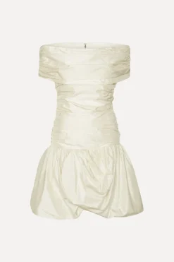 Bridal|Mini Dresses-ROTATE Birger Christensen Off Shoulder Mini Dress Creme White Egret color