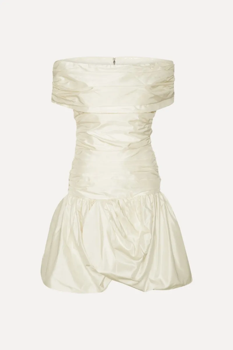 Bridal|Mini Dresses-ROTATE Birger Christensen Off Shoulder Mini Dress Creme White Egret color
