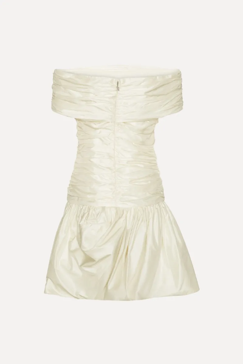 Bridal|Mini Dresses-ROTATE Birger Christensen Off Shoulder Mini Dress Creme White Egret color