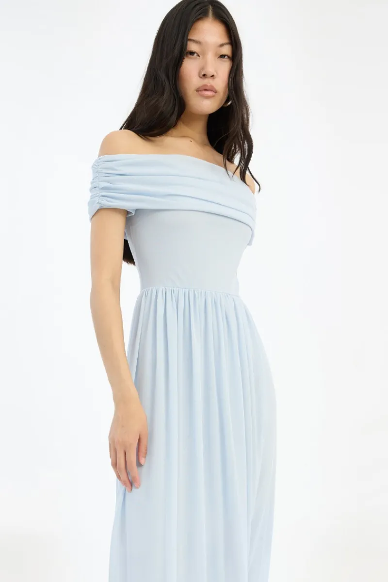 Dresses-ROTATE Birger Christensen Off-shoulder Maxi Dress Light Blue Plein Air color