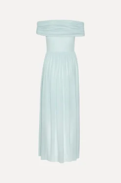 Dresses-ROTATE Birger Christensen Off-shoulder Maxi Dress Light Blue Plein Air color