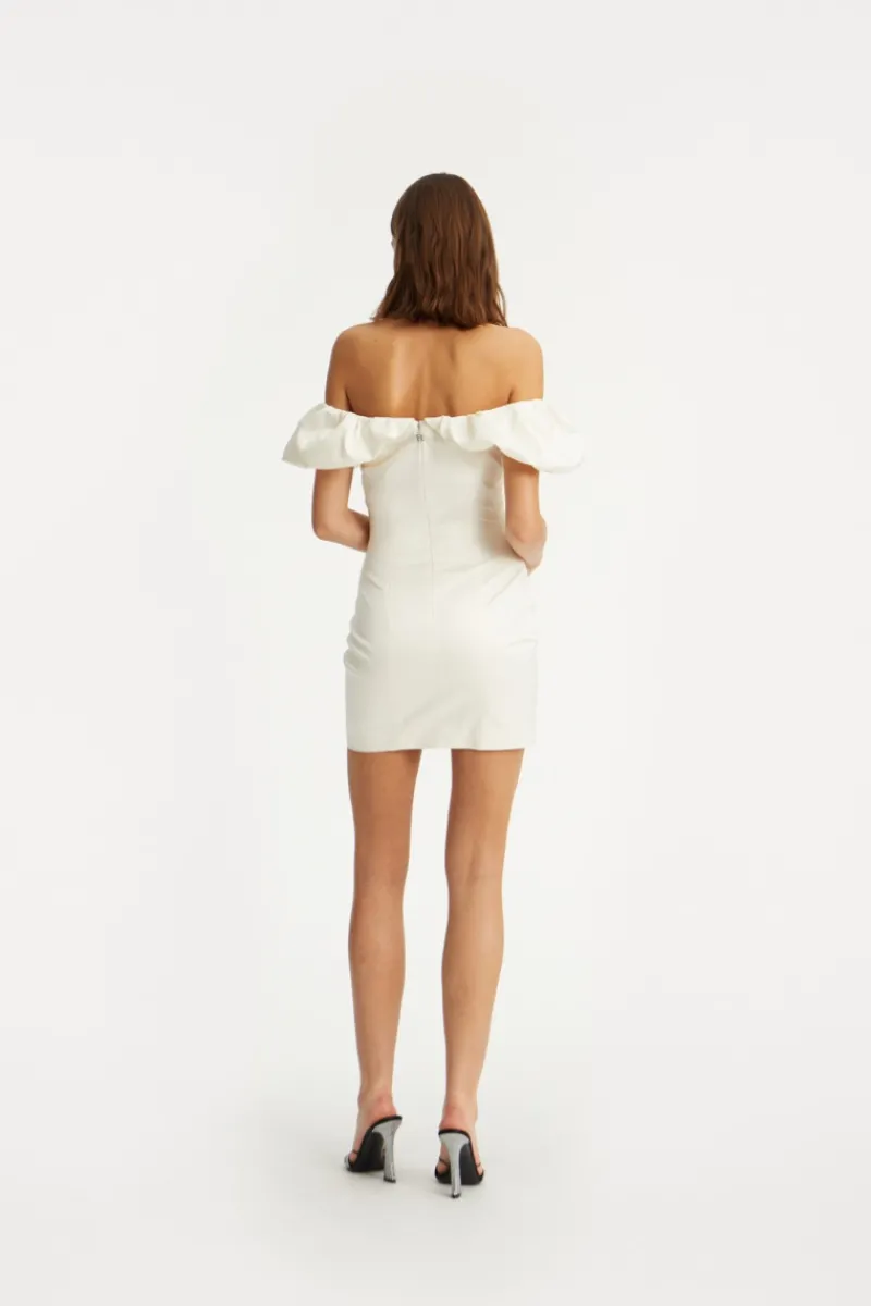 Bridal|Mini Dresses-ROTATE Birger Christensen Off-shoulder Mini Dress Creme White Egret color