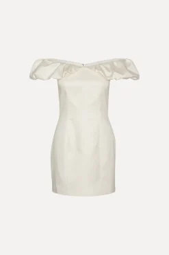 Bridal|Mini Dresses-ROTATE Birger Christensen Off-shoulder Mini Dress Creme White Egret color