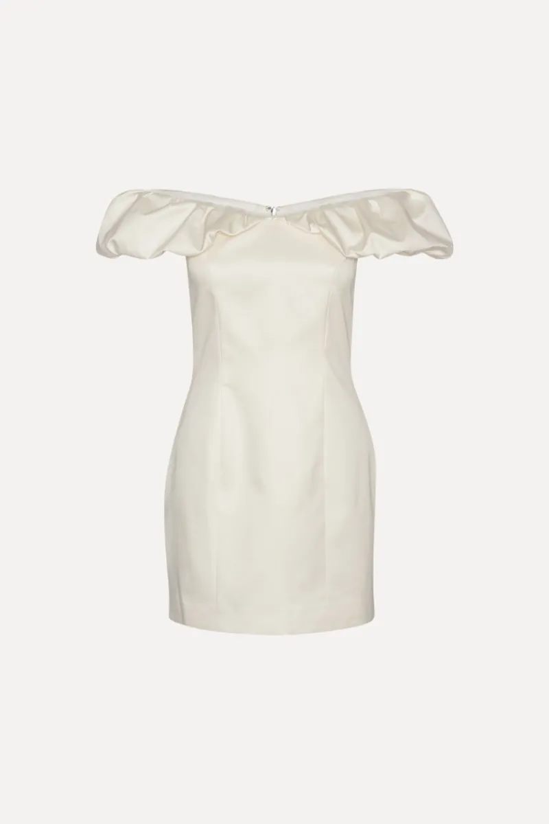 Bridal|Mini Dresses-ROTATE Birger Christensen Off-shoulder Mini Dress Creme White Egret color
