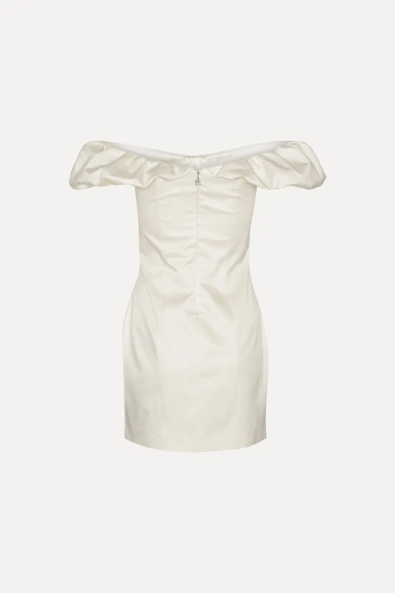 Bridal|Mini Dresses-ROTATE Birger Christensen Off-shoulder Mini Dress Creme White Egret color