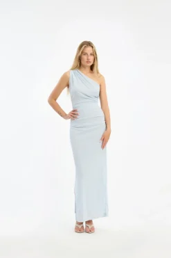 Maxi Dress|Dresses-ROTATE Birger Christensen One Shoulder Dress Light Blue Plein Air color