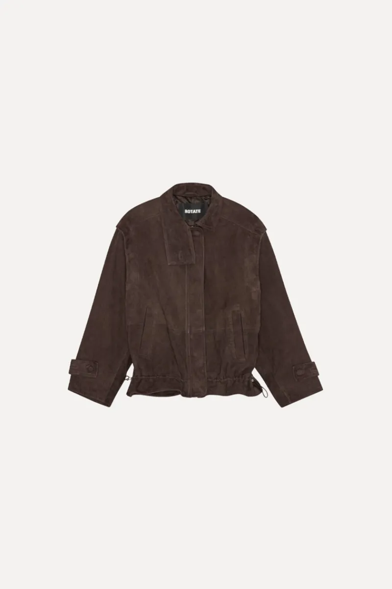 Outerwear-ROTATE Birger Christensen Oversized Leather Jacket Chocolate Brown Chocolate Brown color
