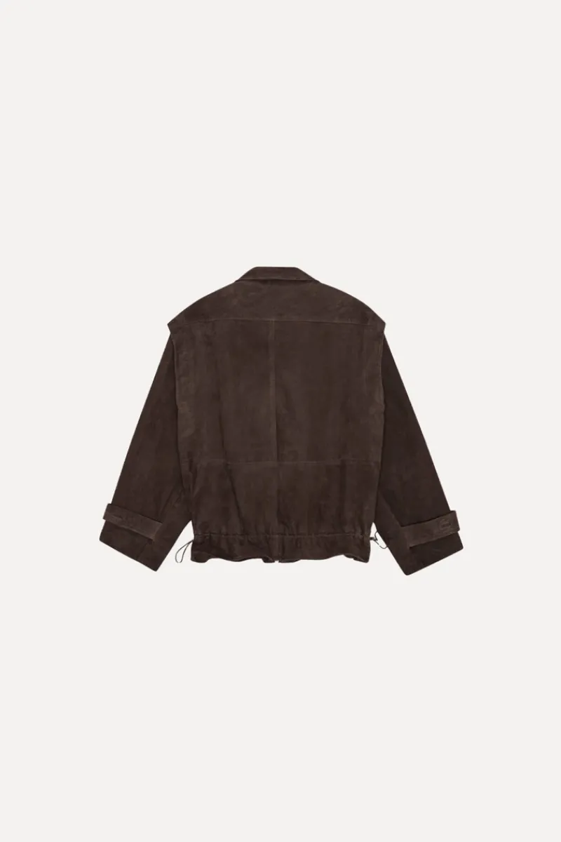 Outerwear-ROTATE Birger Christensen Oversized Leather Jacket Chocolate Brown Chocolate Brown color
