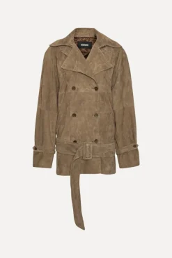 Outerwear-ROTATE Birger Christensen Oversized Suede Jacket Brown Morel color