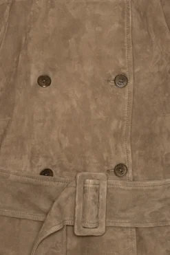 Outerwear-ROTATE Birger Christensen Oversized Suede Jacket Brown Morel color