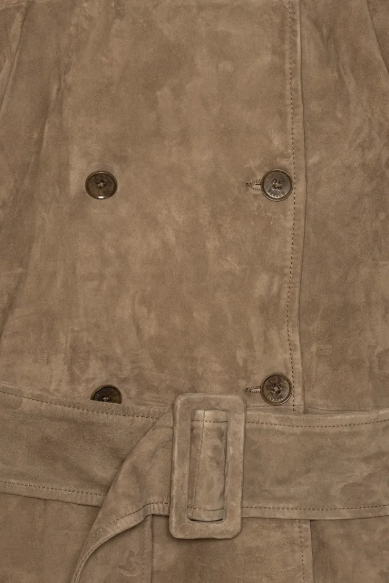 Outerwear-ROTATE Birger Christensen Oversized Suede Jacket Brown Morel color