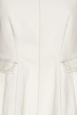Tops-ROTATE Birger Christensen Peplum Denim Top White Denim Raw White Denim color