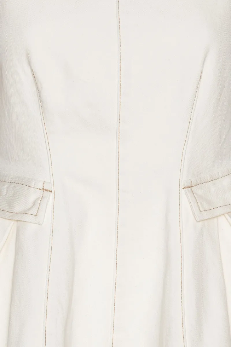 Tops-ROTATE Birger Christensen Peplum Denim Top White Denim Raw White Denim color