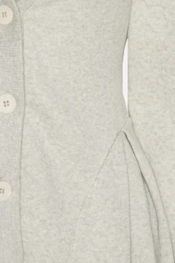 Tops|Knitwear-ROTATE Birger Christensen Peplum Knit Cardigan Grey Melange Pumice Stone color