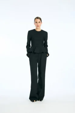 Tops-ROTATE Birger Christensen Peplum Ls Top Black Black color